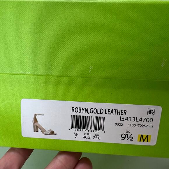 Sam Edelman Robyn Leather Ankle Strap Heel Gold I3433L4700 Women's 9.5M Tried On - Picture 11 of 11